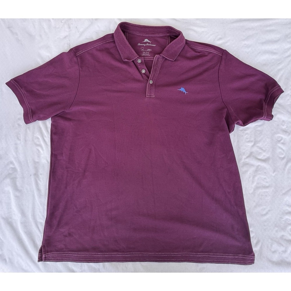 Tommy Bahama Emfielder Polo Shirt Men's 2XL Purple Pima Cotton Short Sleeve